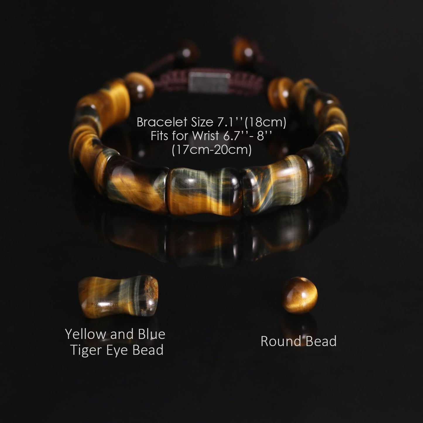 GALKCRST Tigers Eye Bracelet Men Protection Bracelet for Men, Unique Yellow Blue Tiger Eye Bracelet Natural Stone Handmade Jewelry Mens Beaded Bracelet
