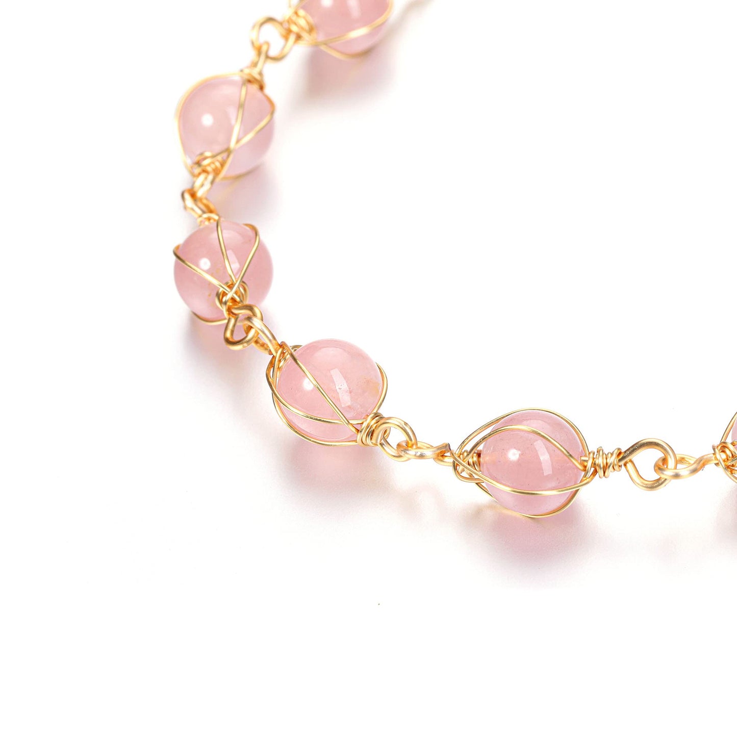 PESOENTH Rose Quartz Crystal Healing Bracelet for Women Natural Crystal Gemstone Beads Anxiety Stone Spiritual 14K Gold Bracelet Pink Jewelry gifts for Women