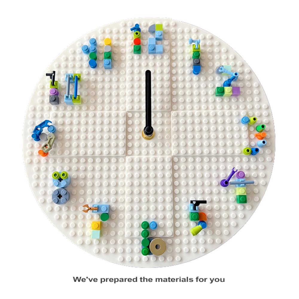 lycnufrewolf DIY Building Block Clock, Kids' Wall Clocks, Kids' Room Decorations, Wall Decor for Game Rooms and Children's Bedrooms, Creative, Cool & Cute Style, Boys' Birthday Gifts (White Frame)