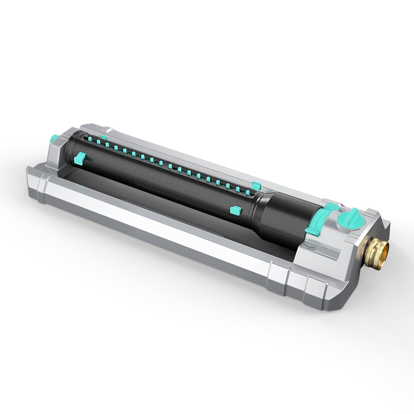 QUOBAS Heavy Duty Oscillating Sprinkler, 18-Hole Nozzle with Zinc Alloy Metal Base, Adjustable Flow Control & Spray Width, with Cleaning Pin, Garden, Yard