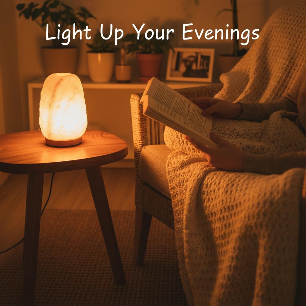 Himalayan Glow Natural Himalayan Salt Lamp, Crystal Salt Lamps, Real Wood Base with Dimmer Switch, Handmade Salt Lamp, Gift Lamp, Holiday Gift, ETL Certified | 6-8 LBS