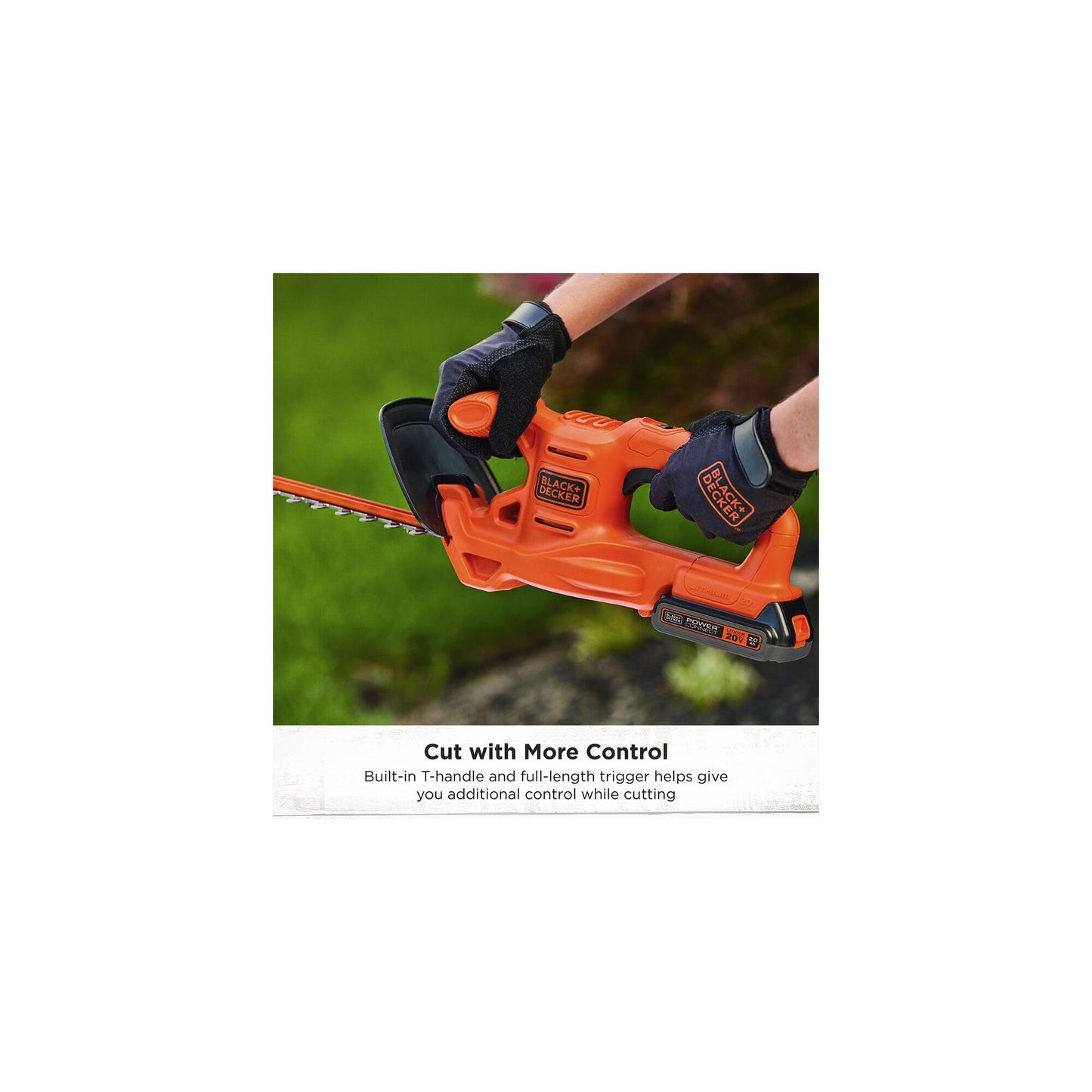 BLACK+DECKER 20V MAX Hedge Trimmer Cordless, 18 inch Blade, (1) Battery and Charger Included, Light Weight Reduced Vibration, Bush Trimmer Hedger (LHT218C1)