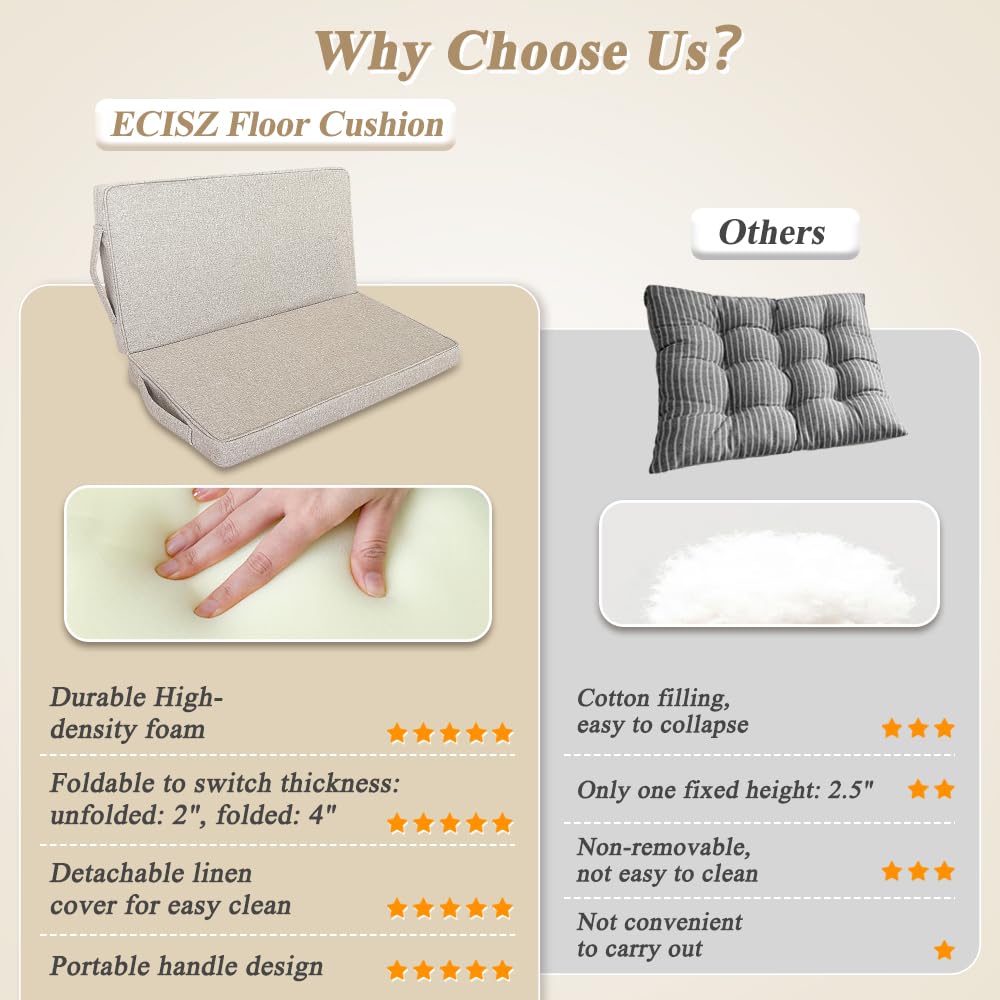 ECISZ Meditation Floor Cushion for Yoga Adults Square Floor Pillows Seating Large Meditation Cushion Yoga Pillows for Sitting on Floor Meditation Pillow Mat Outdoor Rectangle Floor Sitting Cushion