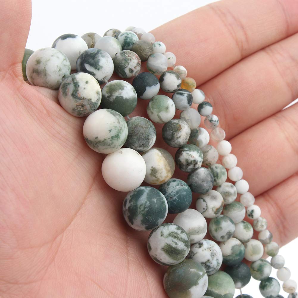 Song Xi Frosted Tree Agate Stone Beads 8mm Natural Stone Beads for Jewelry Making Gemstone Beads