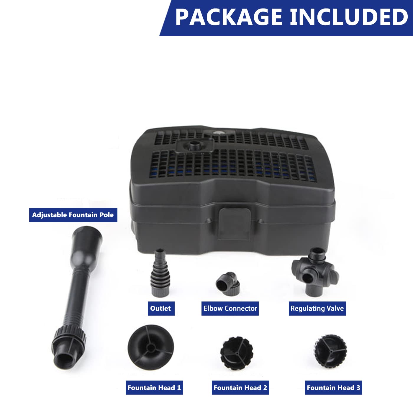 TOPWAY 660GPH 4 in 1 Submersible Aquarium Garden Pond Filter Water Outdoor Fountain Pump w/9W-Sterilizer for Cleaning System