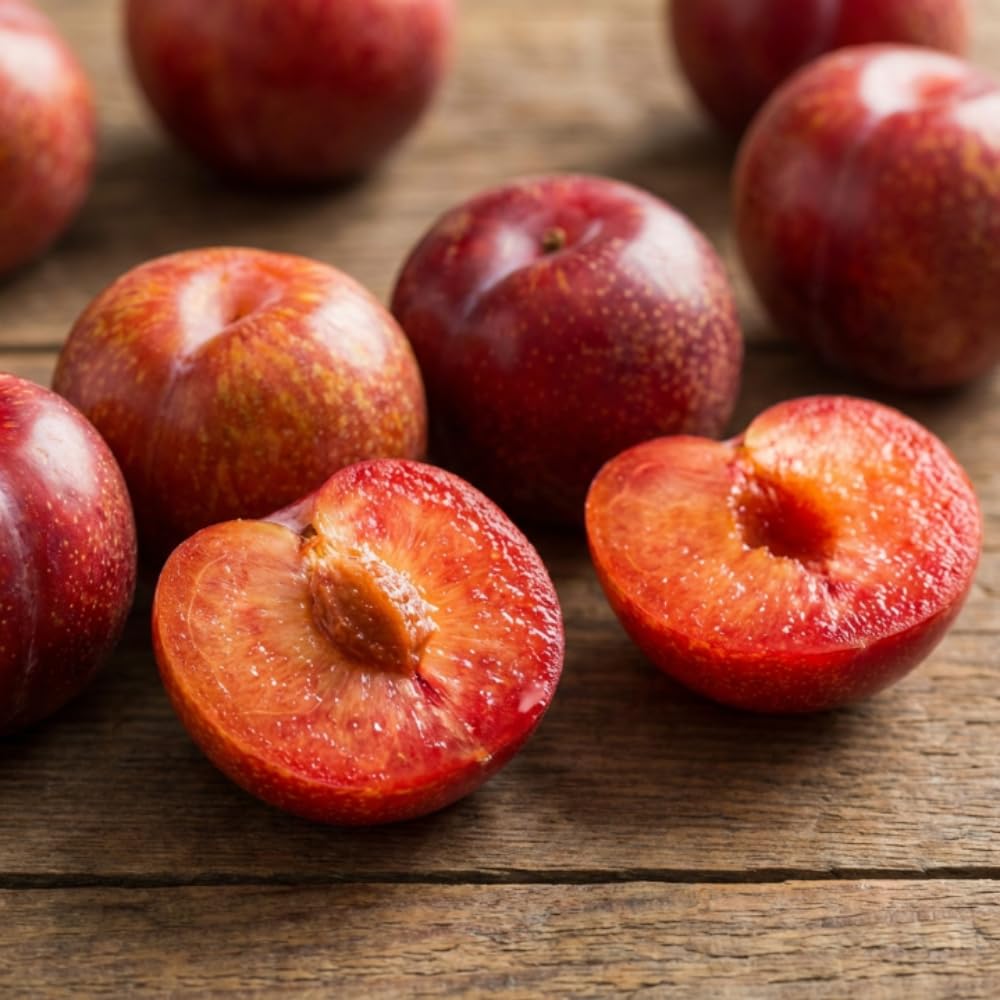 Pluot Tree, 1.5 Years Old Pluot Plant Live, Sweet Plum for Planting, 1-2 Feet Tall, Well Rooted in 3 Gallon Pot, Ideal for Backyard and Outdoor Garden, No Ship to CA