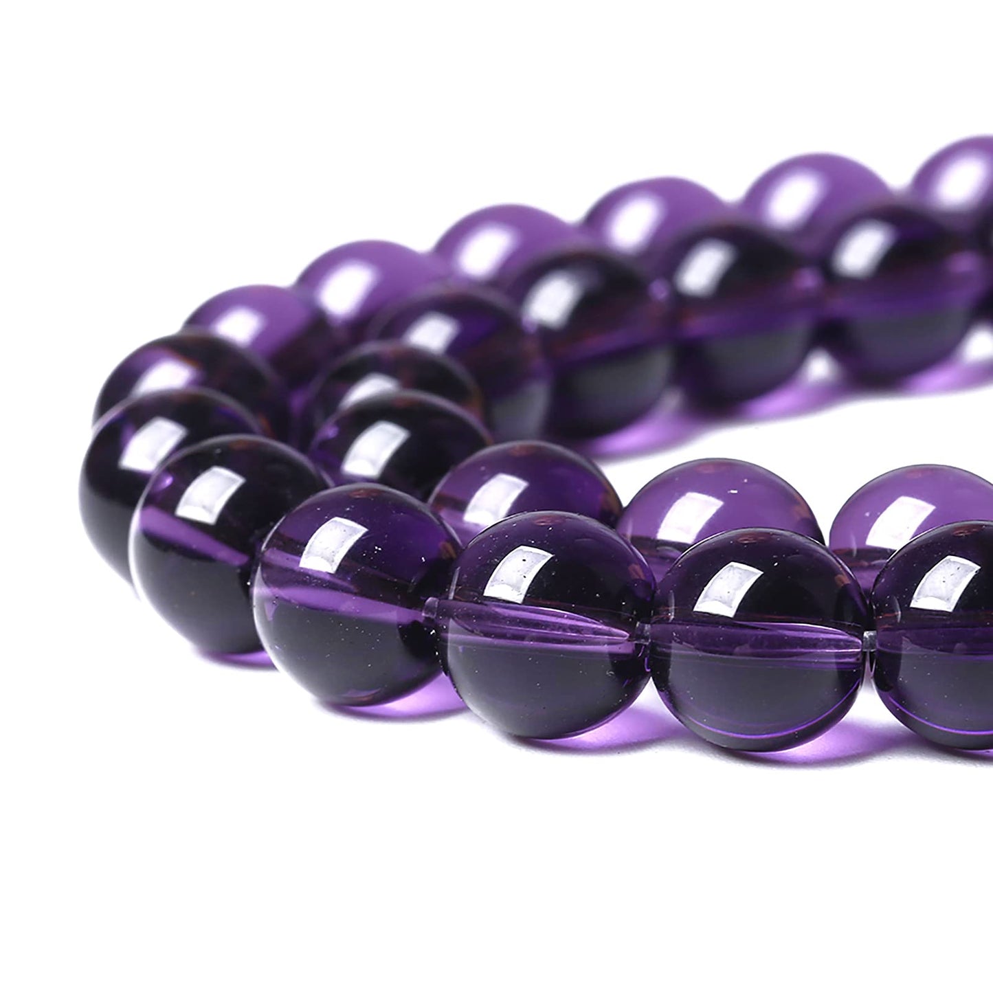 10mm 36pcs Natural Stone Amethyst Purple Glass Beads for Jewelry Making Round Loose Spacer Beads for Jewelry Making DIY Bracelet Necklace Crystal Energy Healing Power Stone (Amethyst Glass, 10mm)