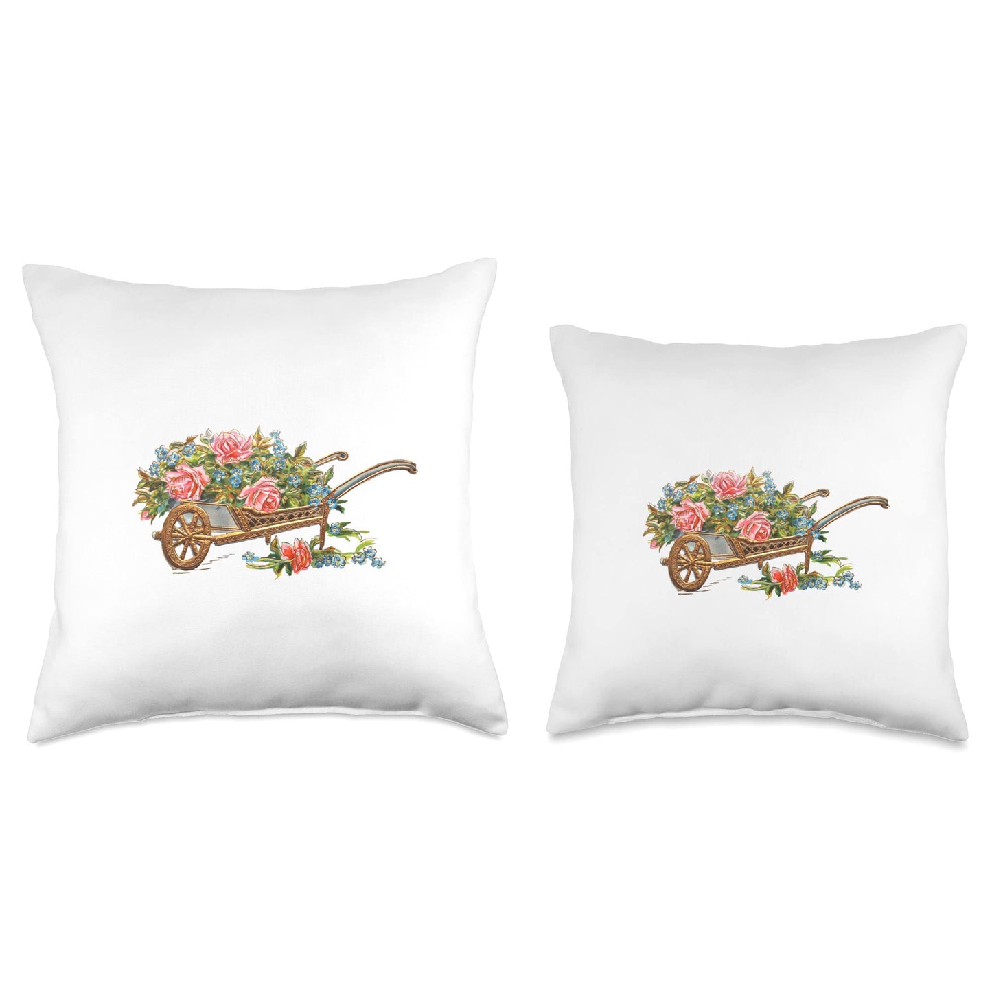 Floral Wheelbarrow Throw Pillow