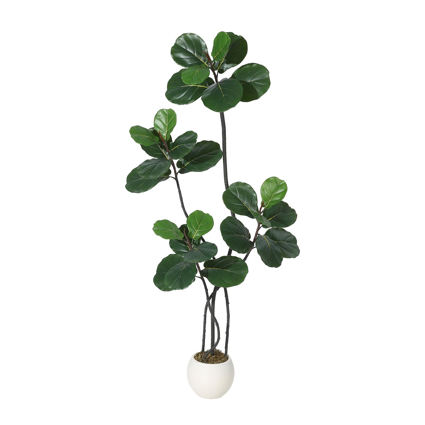 GarveeHome 5FT Artificial Ficus Lyrata Tree, Bendable Boughs, Modern White Pot Included, Perfect for Home Office Living Room Decor Indoor, Tall Artificial Tree for Housewarming Gift