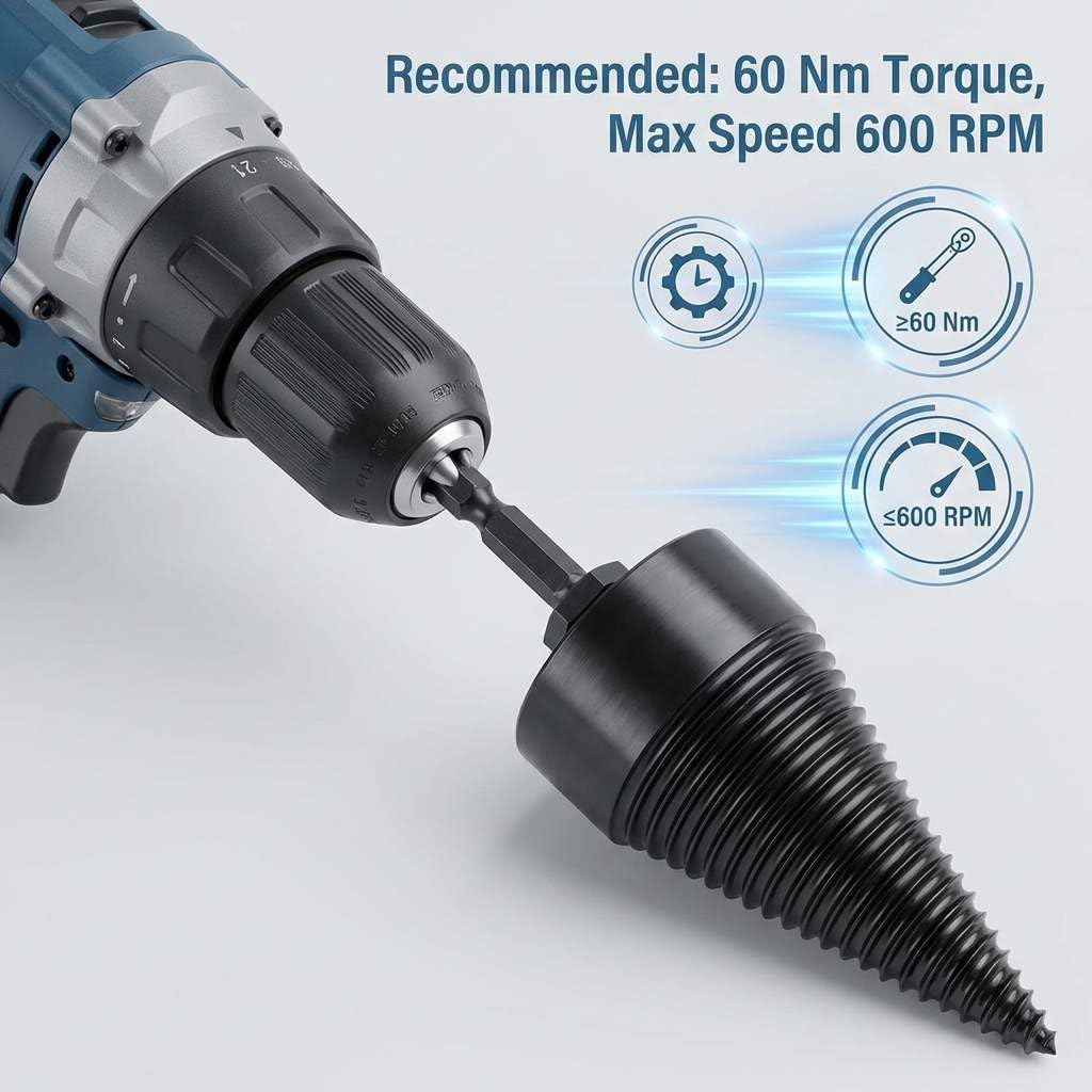 QWORK Wood Splitter Drill Bit Set, 32mm & 45mm Cone Bits – Ideal for Softwood, Firewood & Log Chipping