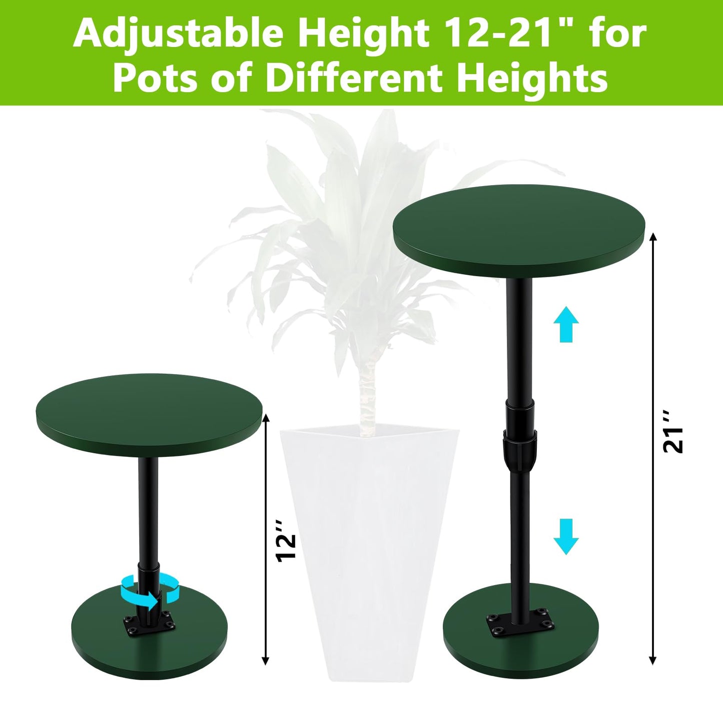 Axcoix 2 Pack Adjustable Height Plant Risers for Inside Pots, 12-21" Planter Inserts for Large Pots, Pot Fillers for Tall Square Round Taper Planters (6" 8" 10" Base or Top)