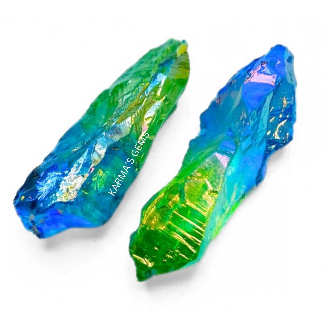 Crystals, Rocks, Jade, Crystals and Healing Stones, Witchcraft Supplies, Healing Crystals, Stones, Healing Stones, Rock Collection, Agate, Raw Stones (Aqua-Green Aura Quartz, 2 Pcs)