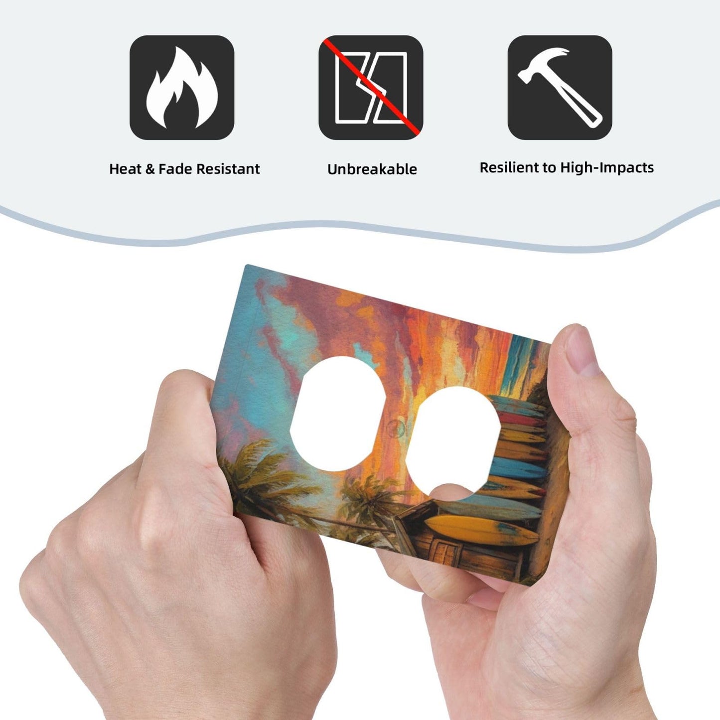 Decorative Art Light Switch Covers Sunset Surfboards 1 Gang Single Duplex Outlet Wall Plate Switchplate Electrical Faceplate for Home Decor