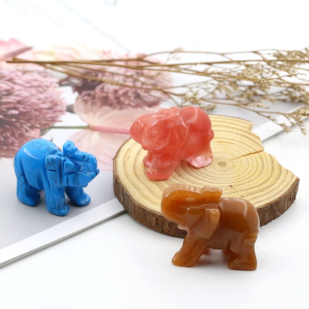 Ouubuuy Clear Crystal Elephant Pocket Guardian Figurine Elephant Statue 1.5 inch for Healing Reiki Spiritual Gift Cute Meditation Office Room Desk Decor