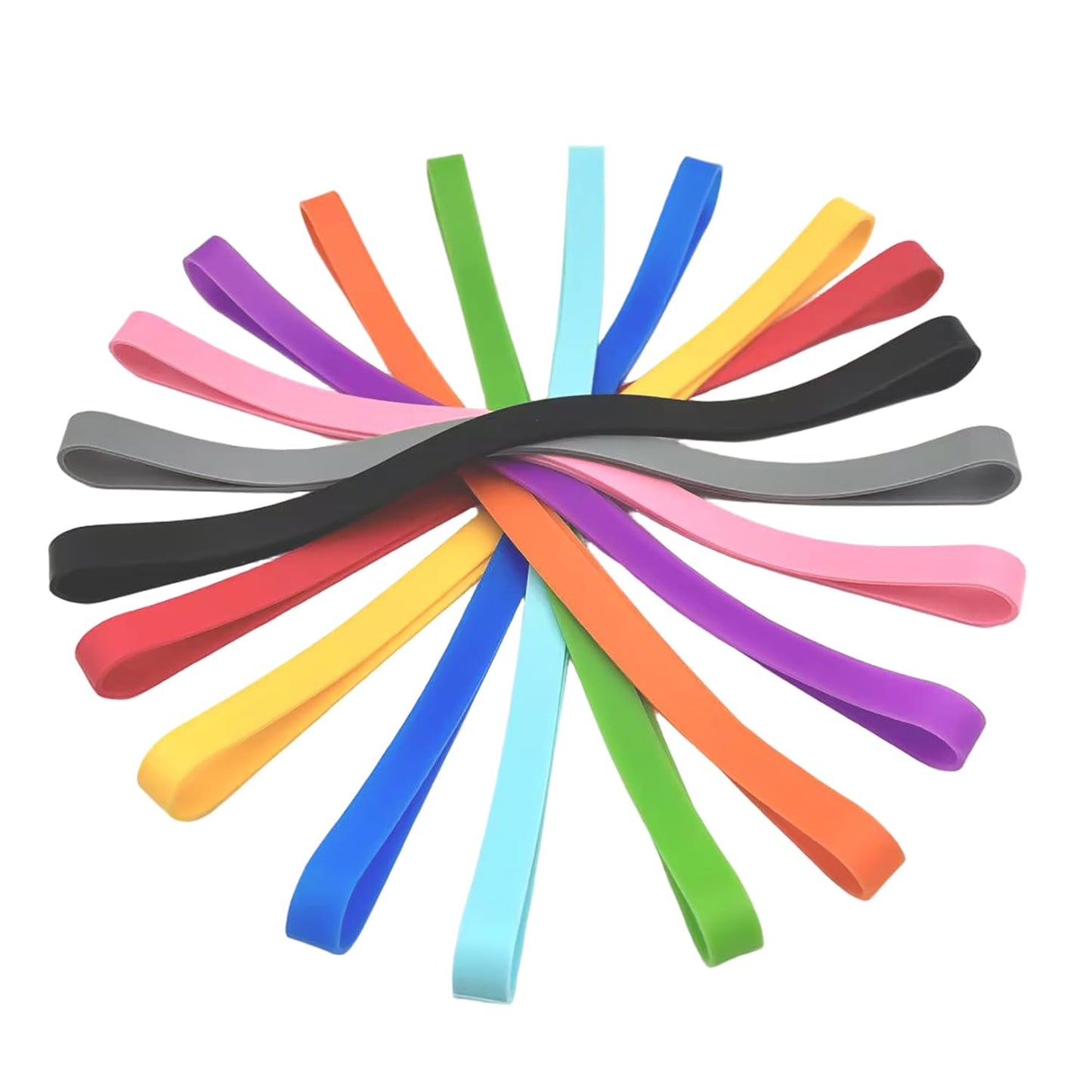 RLECS 12PCS Beach Chair Silicone Strap 300x10x1mm Towel Retention Elastic Band Suitable for Sealing Food Bag Organising Data Cable Securing Dust Cover