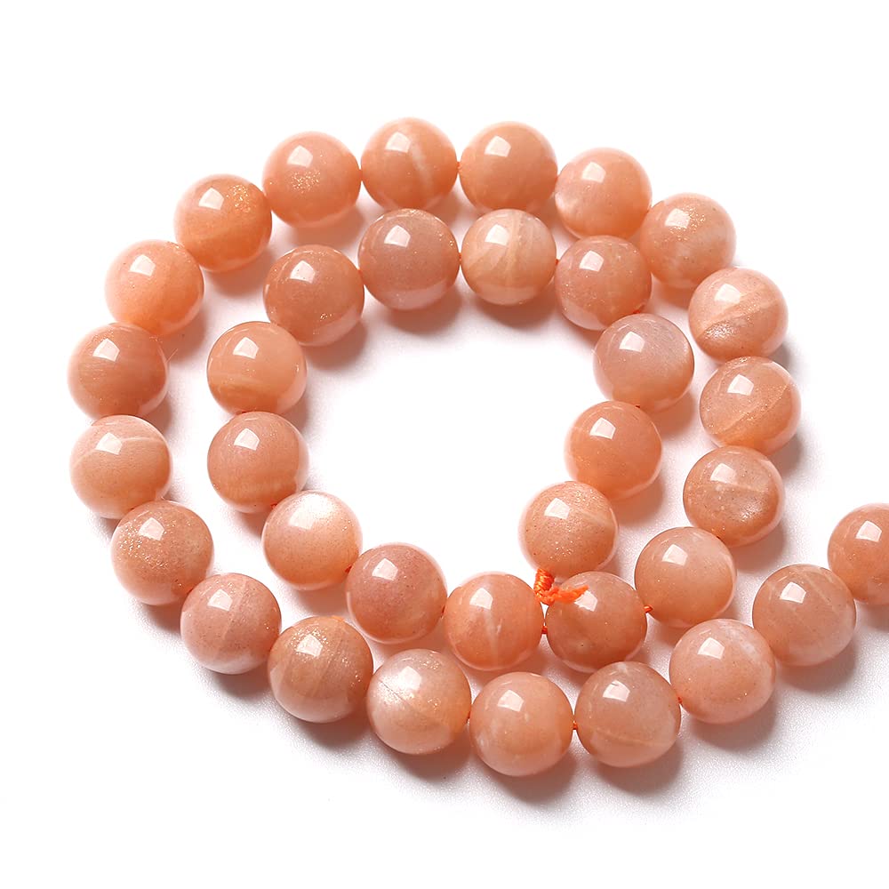 10MM 36PCS AAA Natural Sunstone Gemstone Beads Round Loose Beads for Jewelry Making Crystal Energy Stone Healing Power DIY Bracelet Necklace 15"(Sunstone Beads, 10mm)