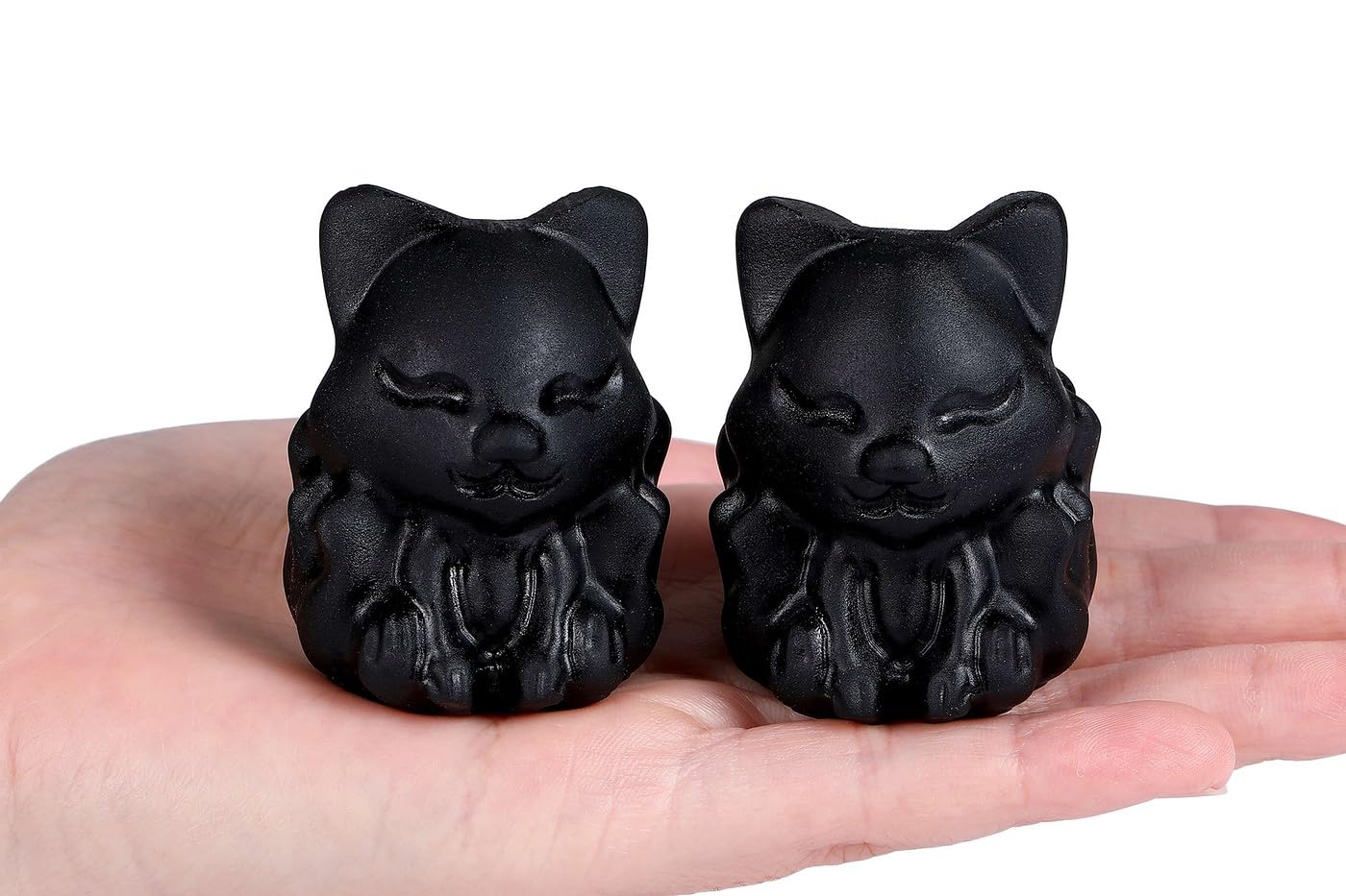 LAIDANLA 2" Matt Obsidian Fox Figurine Healing Crystals Black Fox Statue Hand Carved Natural Gemstone Polished Reiki Spiritual Pocket Animal Sculpture Home Office Room Desk Decor