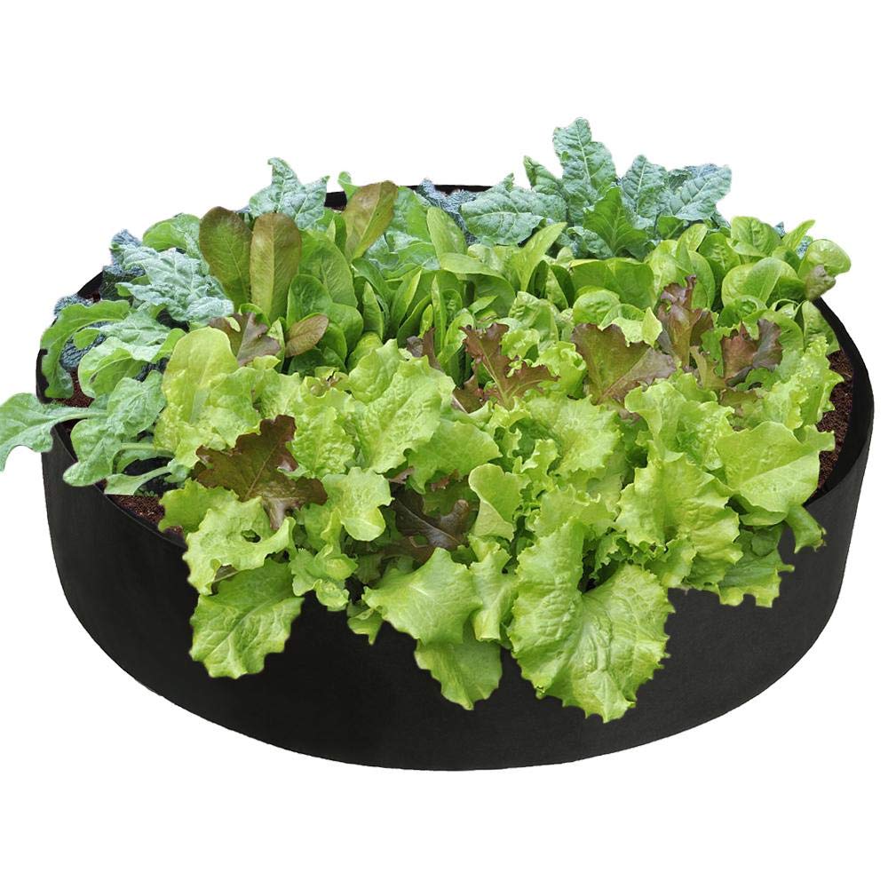 TITA-DONG Round Fabric Garden Plant Bed,50 Gallon Garden Fabric Grow Bag,Garden Vegetable Bed Planting Container Planter for Plants, Flowers, Vegetables (Black, 15 Gallon)