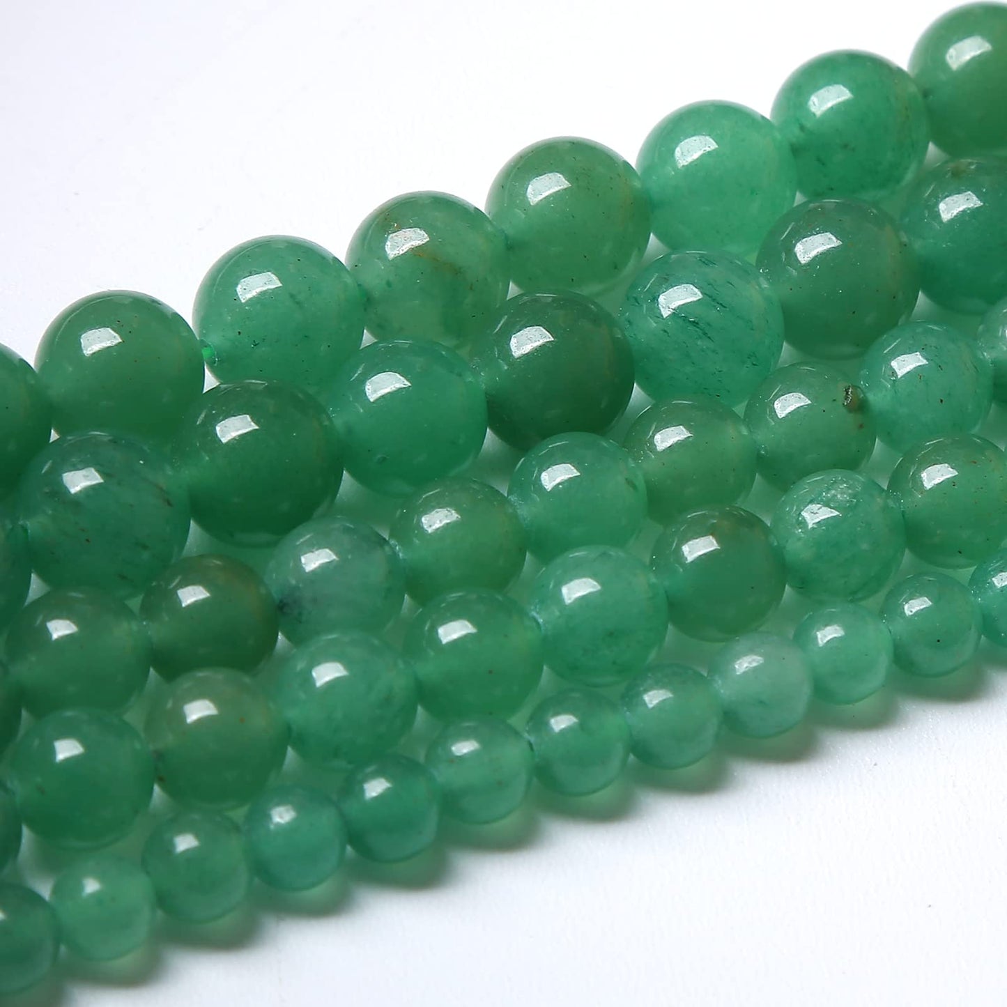 45pcs 8mm Natural Green Aventurine Beads Semi Precious Round Smooth Gemstones Beads for Jewelry Making DIY Necklaces Bracelets