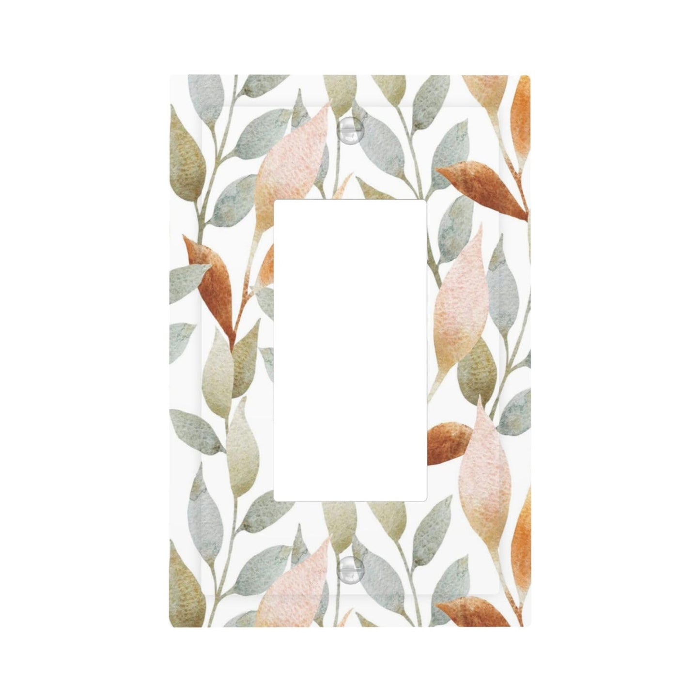 Bohemian Abstract Leaves 1 Gang Wall Plate Decorative Single Rocker Light Switch Cover Decora Switchplate Electrical GFCI Outlet Covers Faceplate 5 X 3 Inch