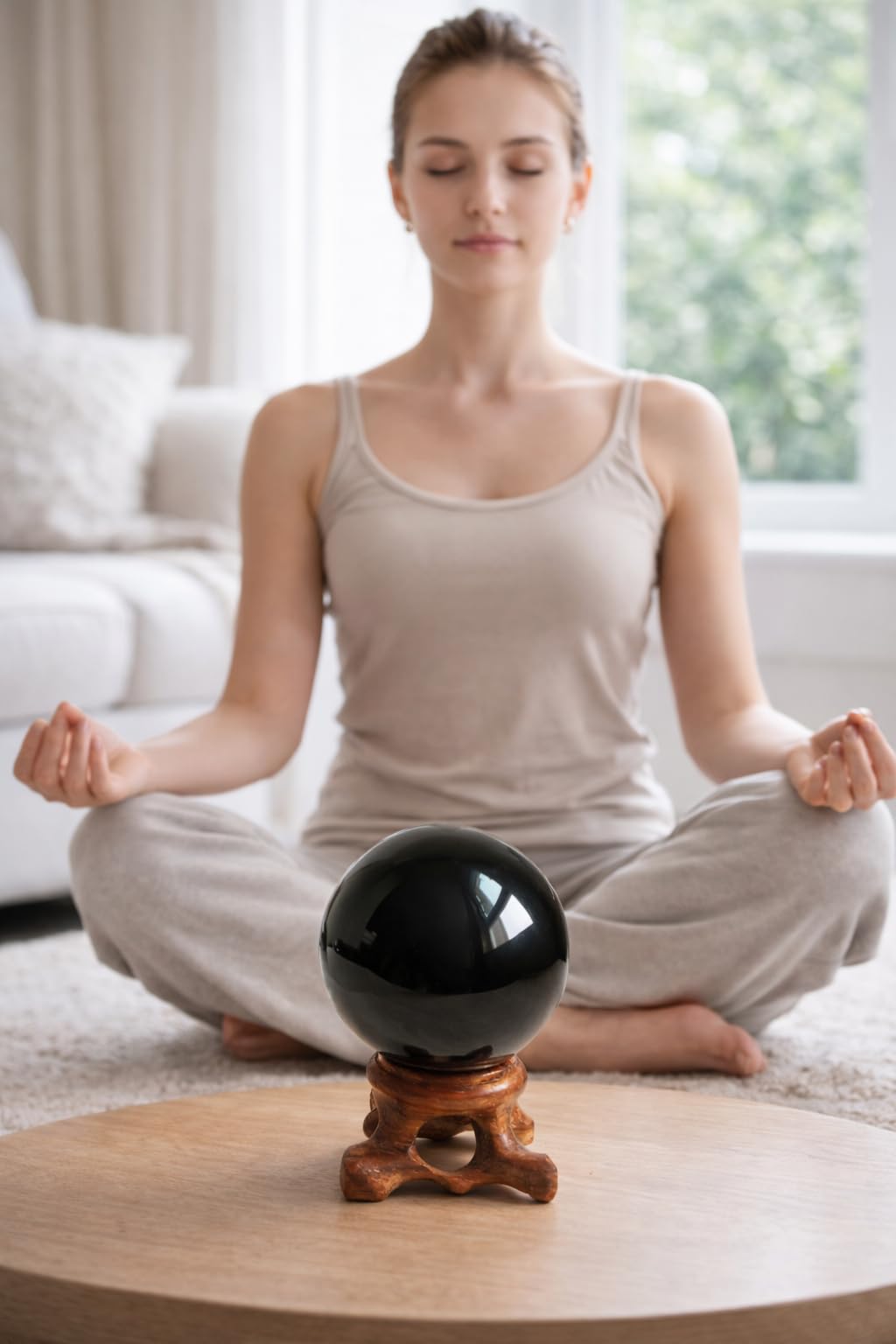 Mina Heal Black Obsidian Sphere for Meditation, Feng Shui, and Divination – Authentic Obsidian Crystal Ball for Protection and Energy Cleansing