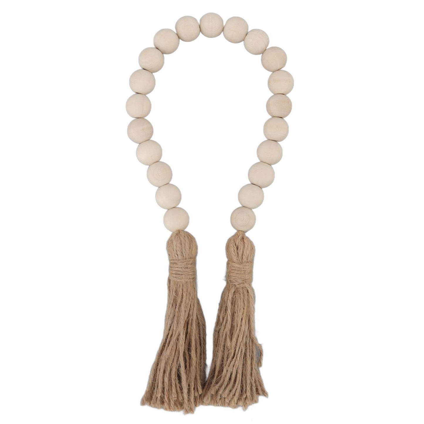 Buachois Farmhouse Beads 24in Wood Bead Garland with Tassels Rustic Country Decor Prayer Wall Hanging Bead Decoration for Gifts Ornamen