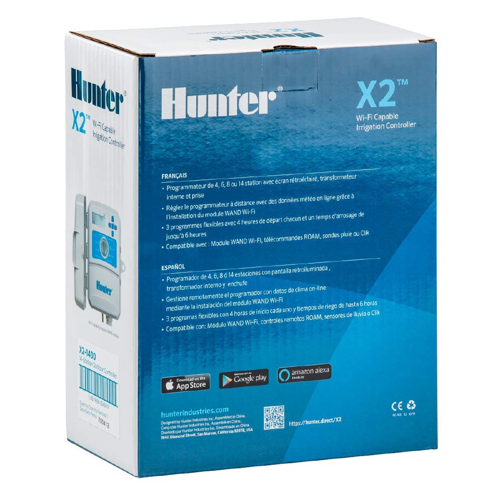 Hunter X2 14-Station Outdoor Sprinkler Controller, Wi-Fi Capable Smart Irrigation System, Hydrawise Compatible, Weather-Based Scheduling for Lawn and Garden