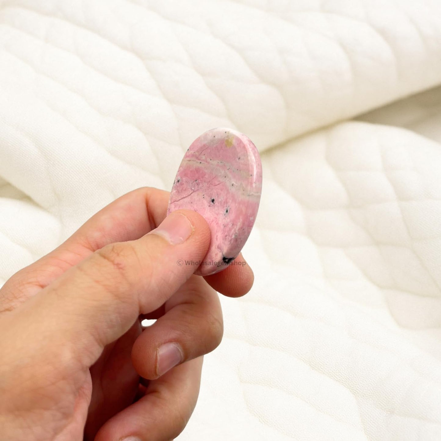GEMSCITE Rhodochrosite Thumb Worry Stones Metaphysical Gemstone Crystal Healing Reiki Men Women Gift FENG Shui Positive Energy Love Wellness Palm Stones Wicca Powerful