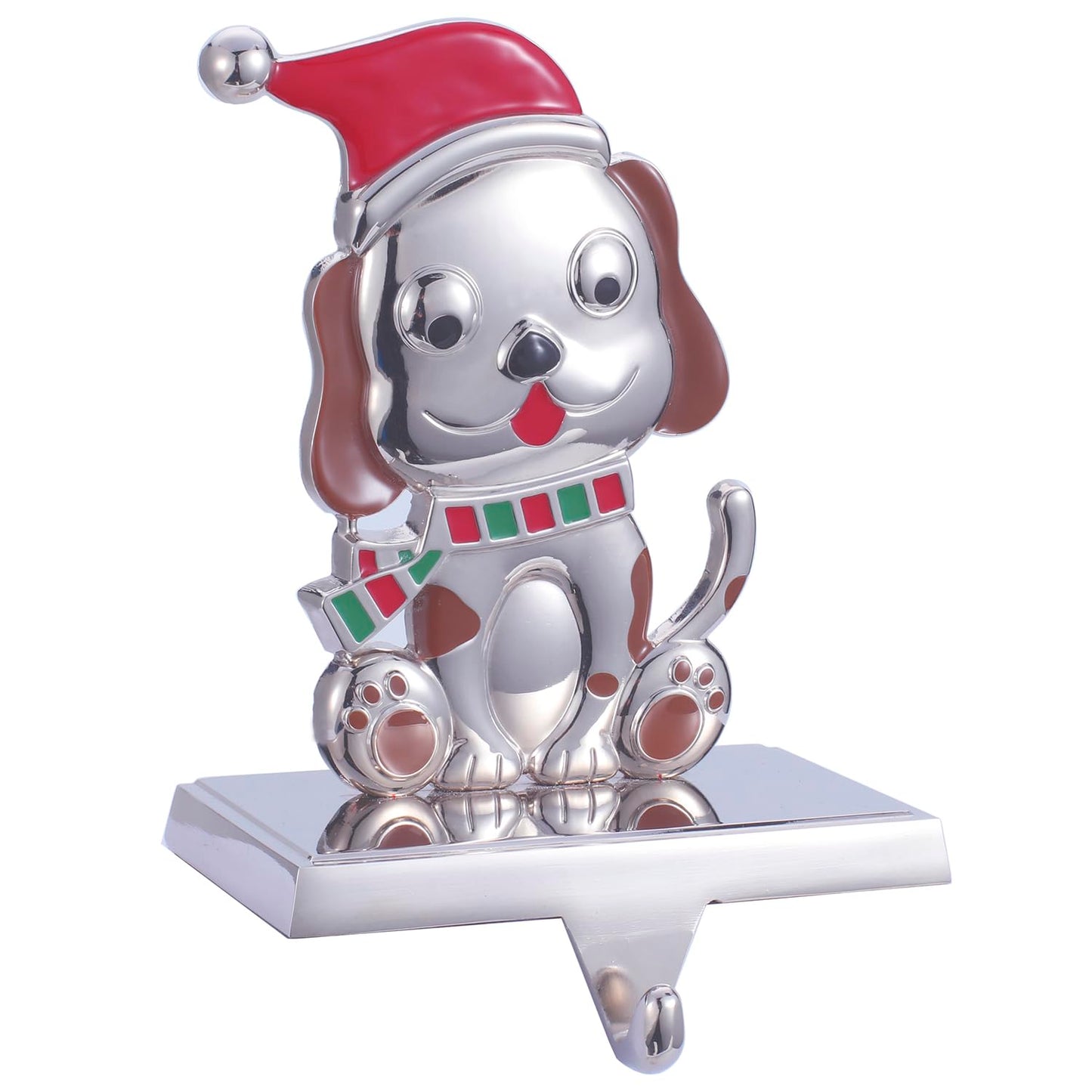 Kosmeey 1 Pcs Christmas Stocking Holder for Mantel-Christmas Dog Stocking Hanger for Mantle, Alloy Metal Christmas Stocking Holder for Fireplace Mantle, Heavy Stocking Hooks for Xmas Decoration