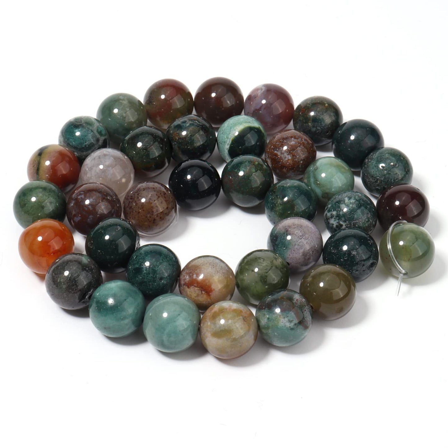 45pcs 8mm Natural Stone Beads Indian Agate Beads Energy Crystal Healing Power Gemstone for Jewelry Making, DIY Bracelet Necklace
