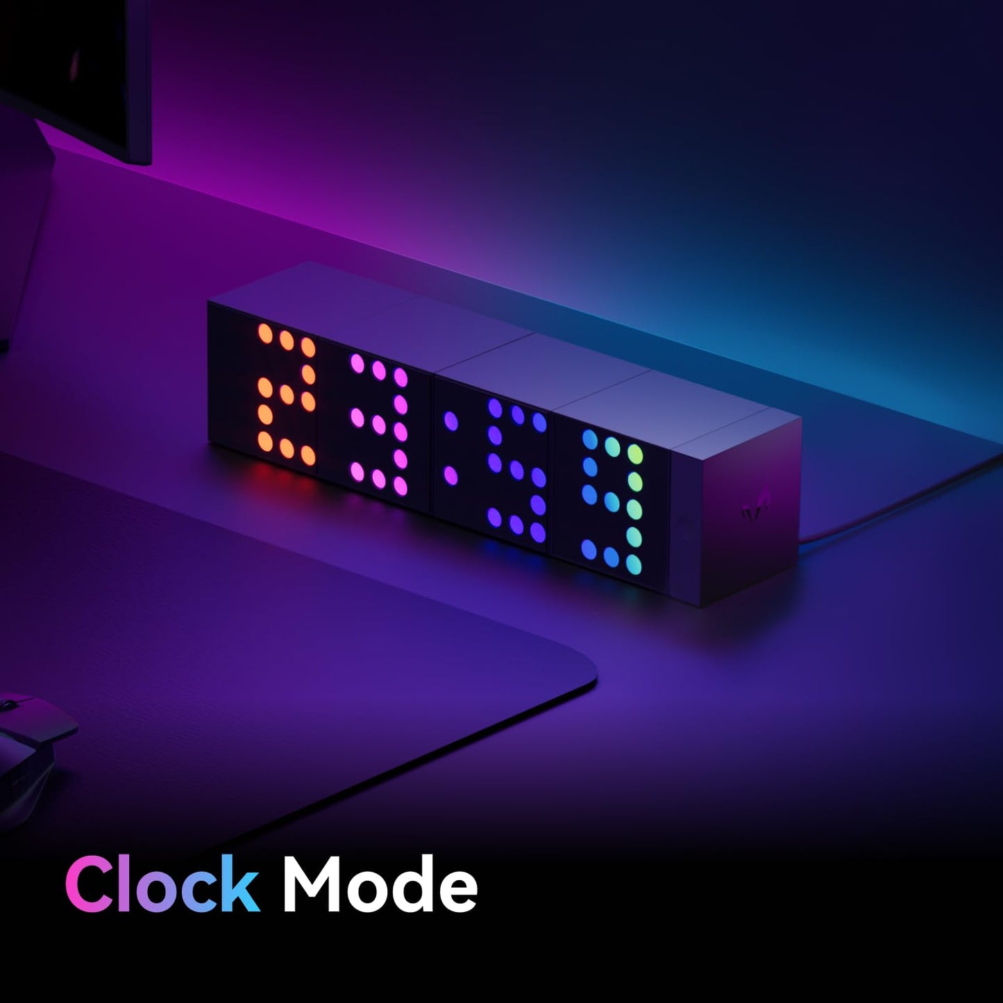YEELIGHT Smart Pixel Art Table Lamp, 4 Pack Cube Light Kit with Music Sync, DIY LED Display with Clock Mode, RGB Mood Night Light Works with Matter and Alexa, App Control, for Gaming Room & Bedroom