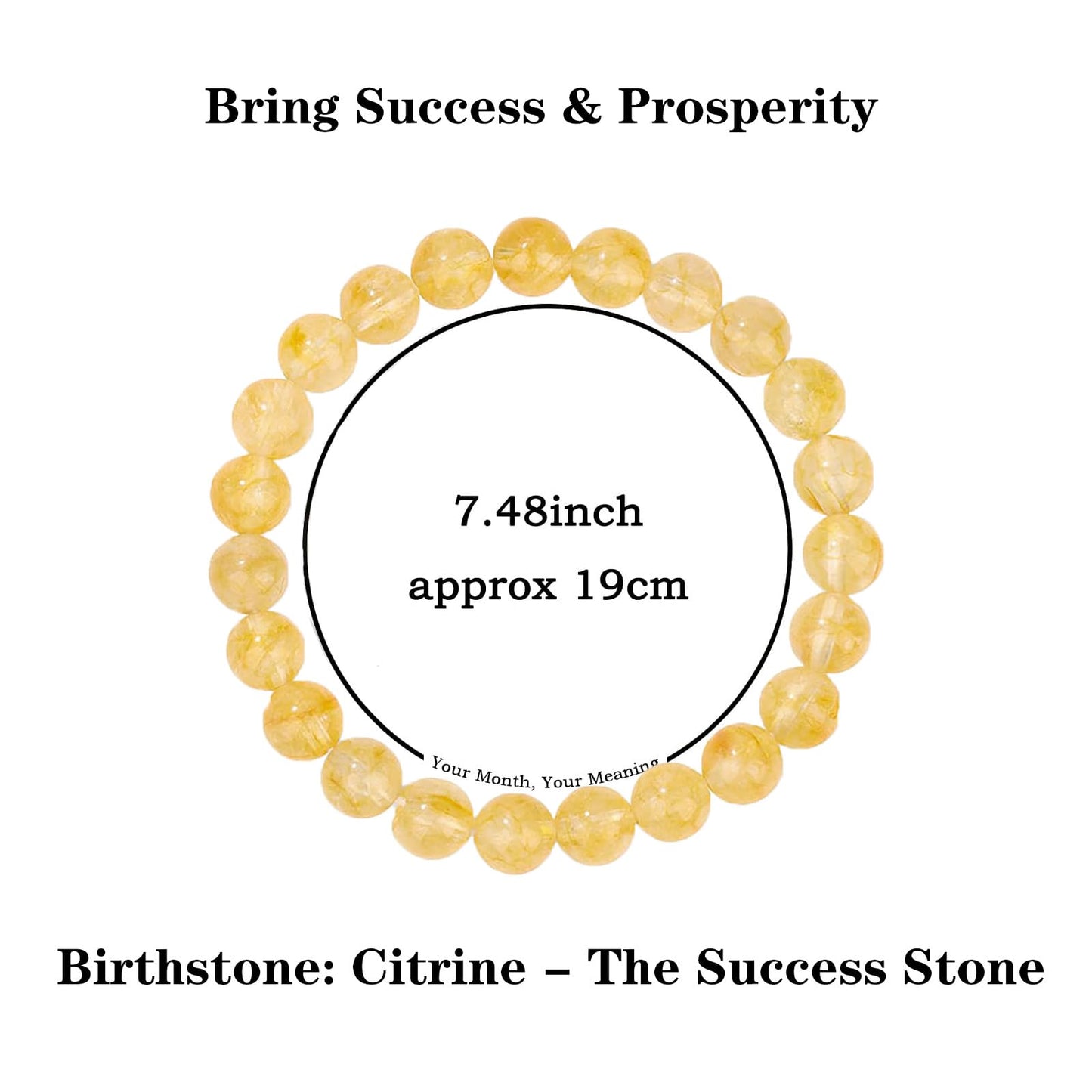 Naupyal November Birthstone Bracelet for Women Men,Citrine Natural Stone Beaded Bracelets,Healing Crystal Gemstones Stretch Bracelet Stress Relief Month Bracelet Birthday Jewelry Gifts