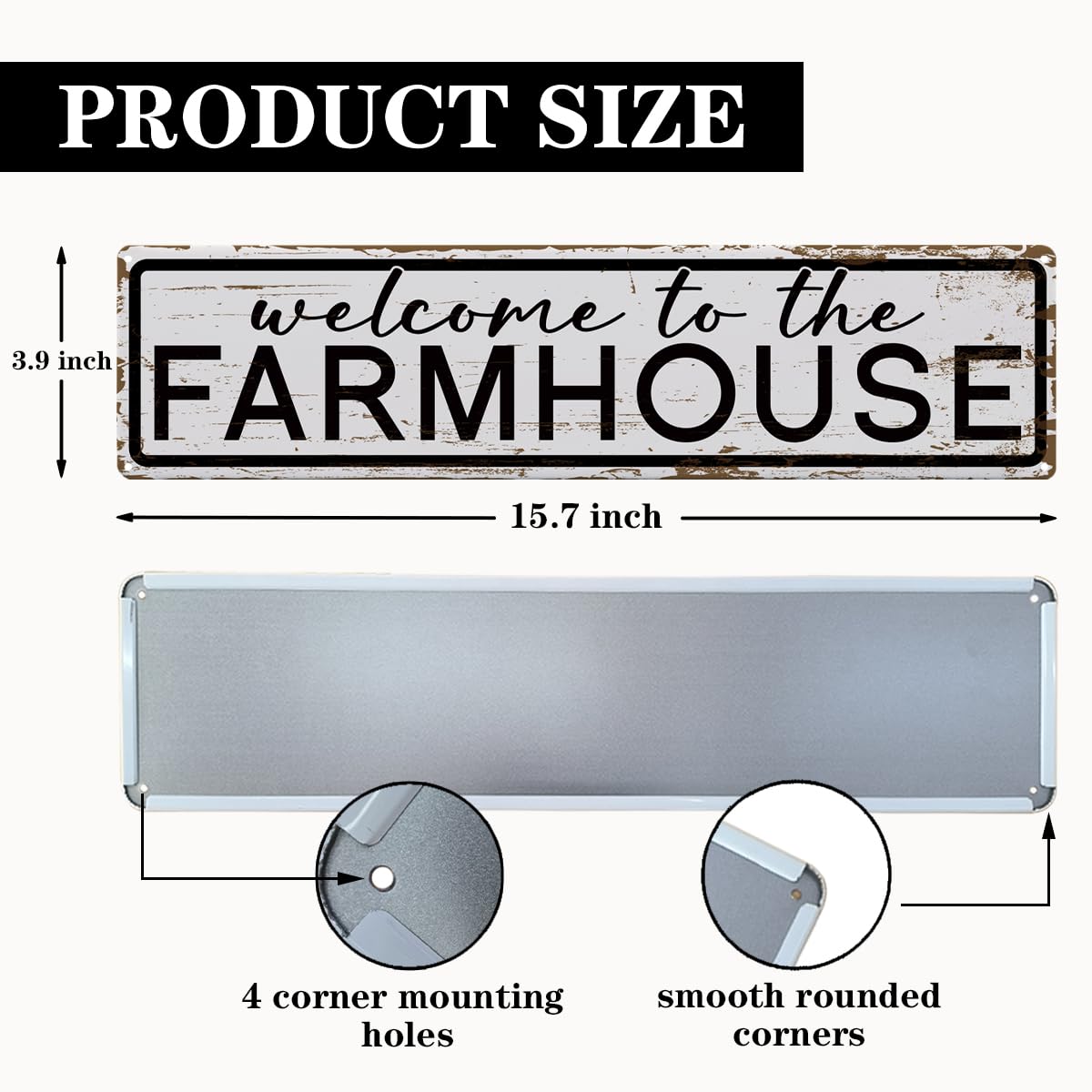 Rustic Farmhouse Sign, Metal Signs, Welcome to the Farmhouse, Retro Metal Tin Signs, Welcome Sign for Front Door Porch Decor, Farm Decor 15.8x4 Inch