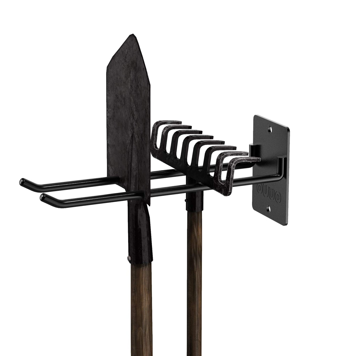 OUUO 4 Pack Garage Storage Organizer for Tool Organization Heavy-Duty Solid Steel Wall Hanger for Garden Tools - Shovel Holder, Rake Broom Yard Wall Mount Hooks - Overhead Garage Storage Rack