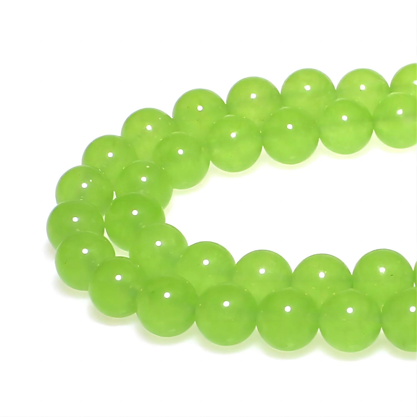 MJDCB Stone Beads 8mm 43pcs Round Fruit Green Jade Loose Gemstone Bead Charms for Jewelry Making Bracelet Necklace Earring Pendant