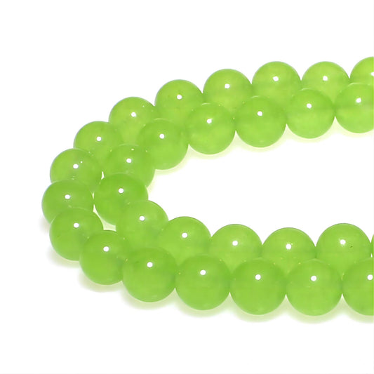 MJDCB Stone Beads 8mm 43pcs Round Fruit Green Jade Loose Gemstone Bead Charms for Jewelry Making Bracelet Necklace Earring Pendant