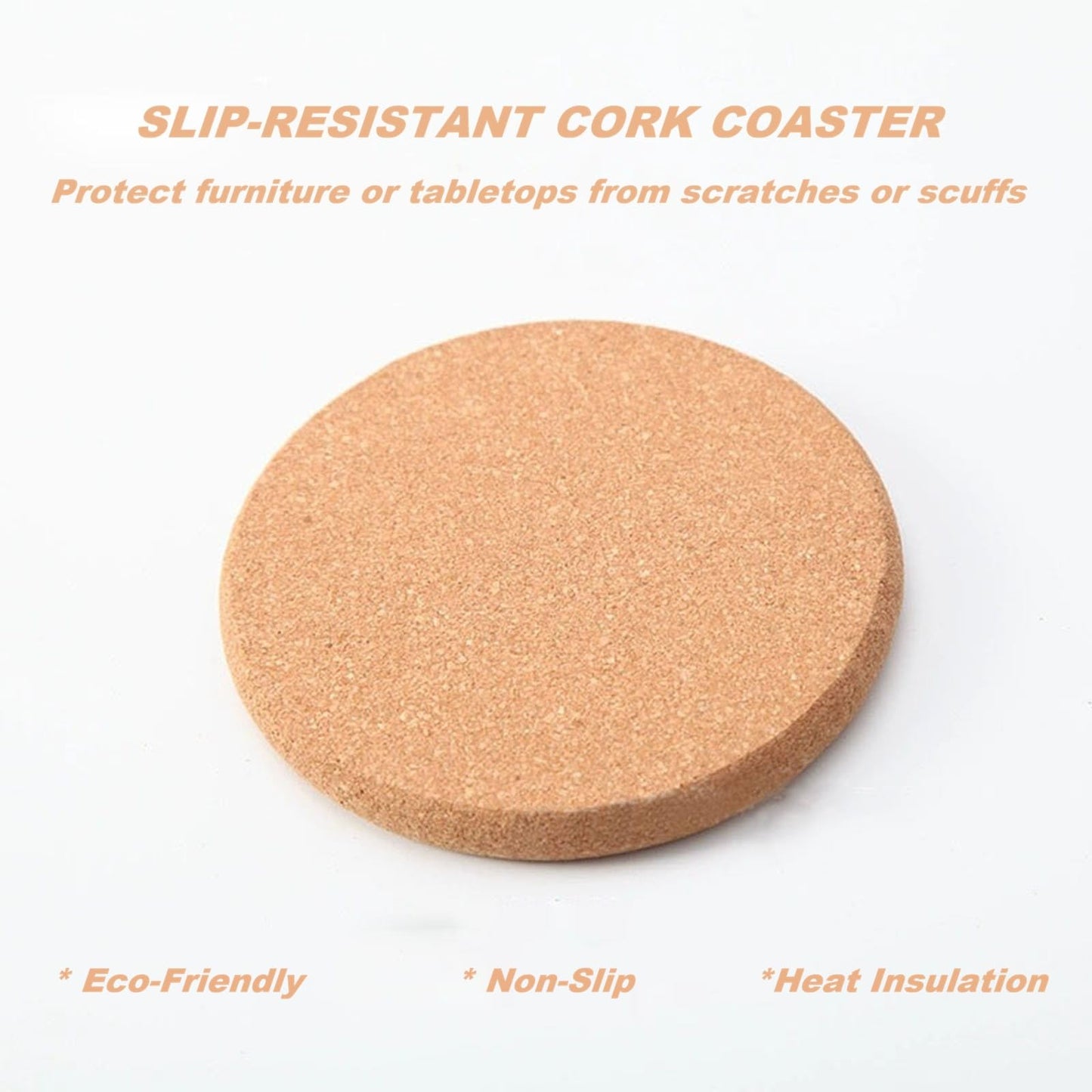 10 Pcs Cork Coasters, Cork Coasters for Drinks, Extra Thick Cork Coaster Set for Cups Mugs Wine Glasses, Non-Slip Coasters for Tabletop Protection