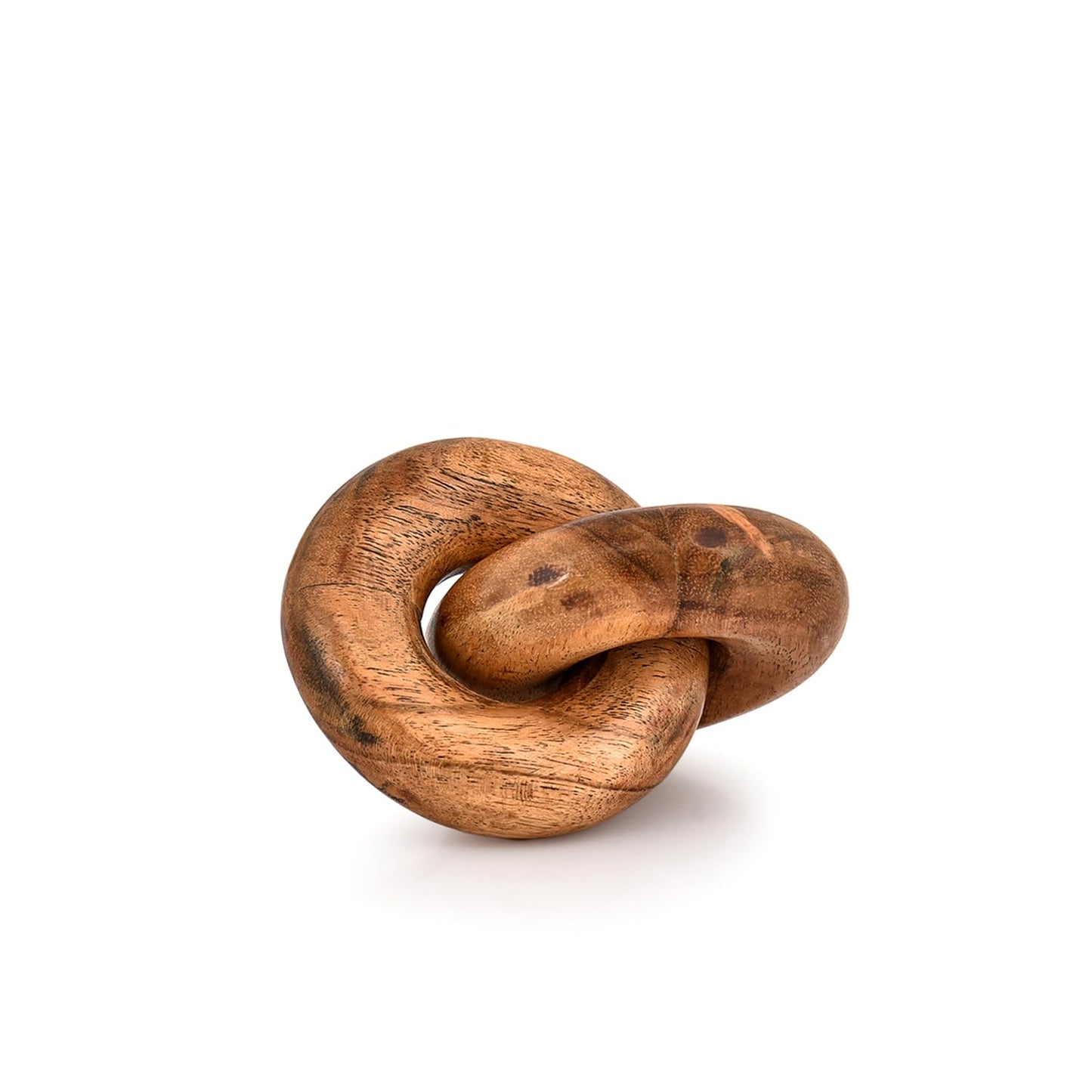 Kimona Statues Acacia Wood Wood Chain Link Décor 2-Link Table Décor, Shelf Décor, Decorative Object for Home, Modern Farmhouse (4" X 3" X 2.25")