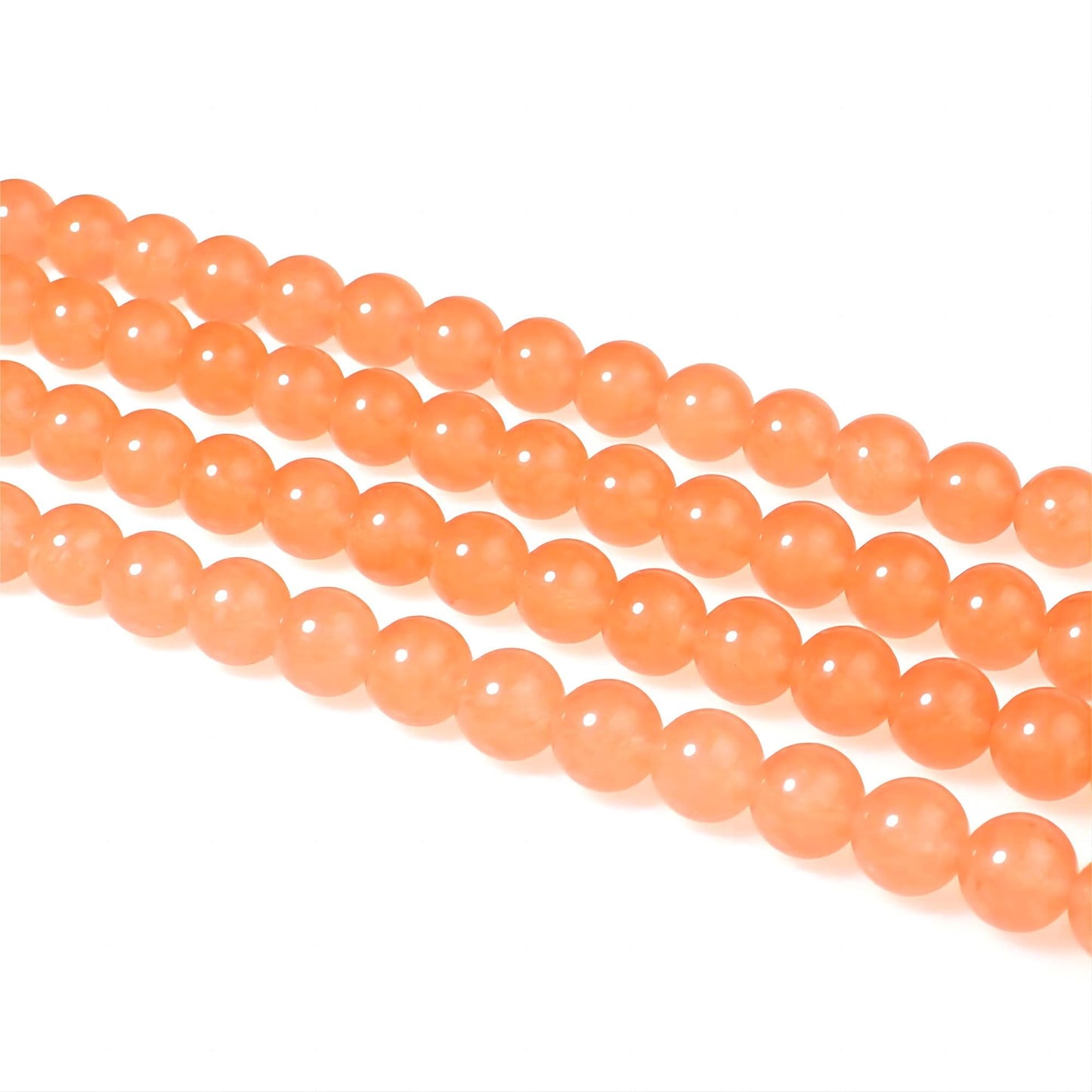 MJDCB Stone Beads 8mm 43pcs Round Light Orange Jade Loose Gemstone Bead Charms for Jewelry Making Bracelet Necklace Earring Pendant
