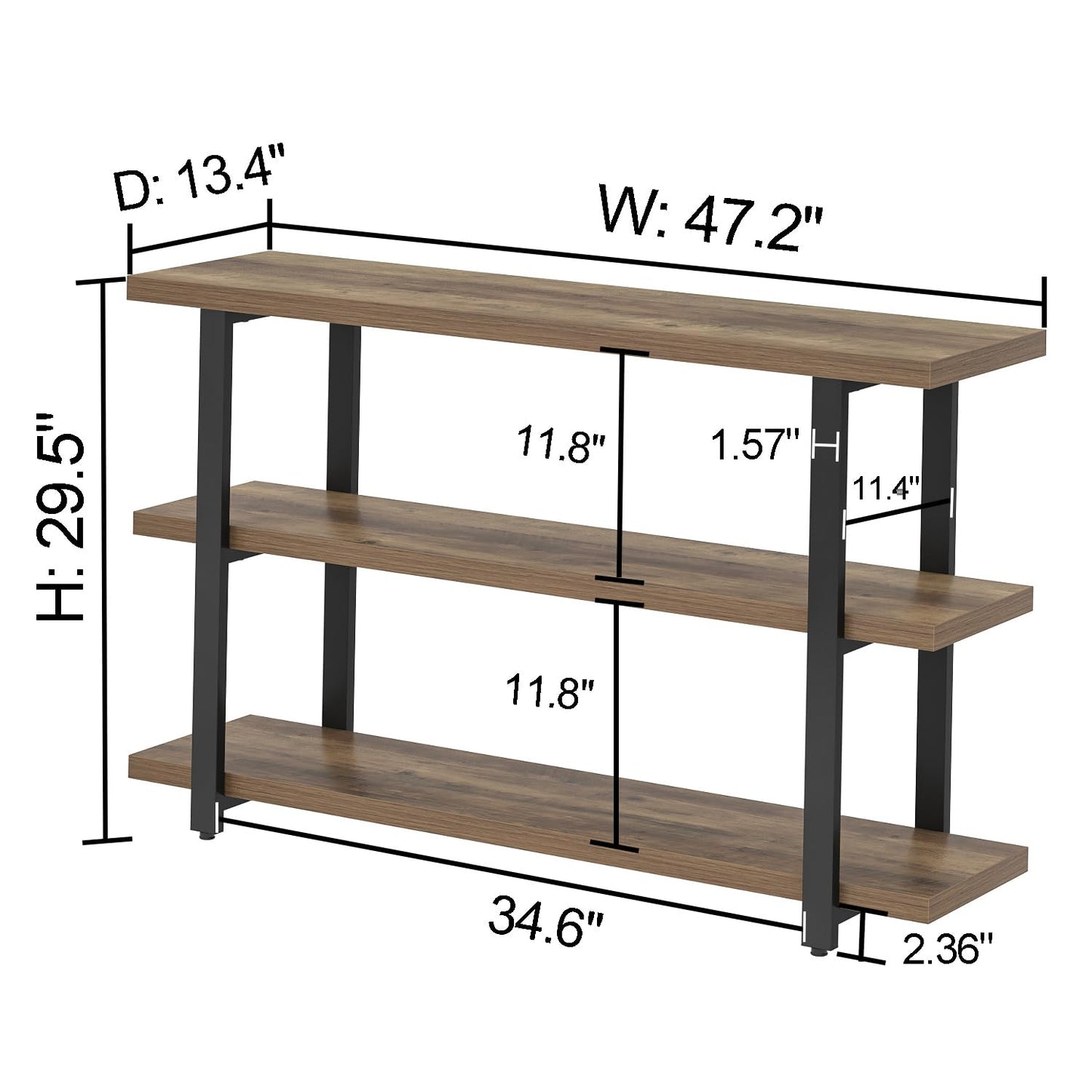 FOLUBAN Console Tables for Entryway, Modern Sofa Table with Storage Shelves for Living Room, Hallway, Entrance, or Behind Couch, Rustic Oak, 47 Inch