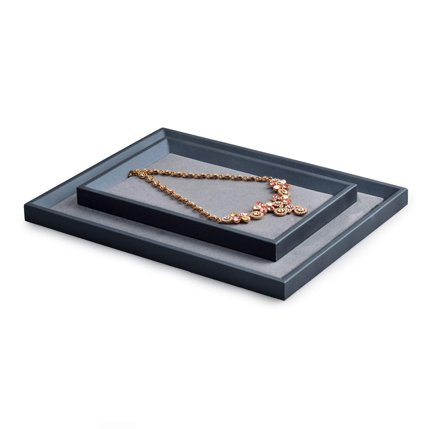 Oirlv Premium Leather Flat Jewelry Tray Jewelry Display Organizer,Valet Tray for Nightstand or Dresser Organizer(Small)
