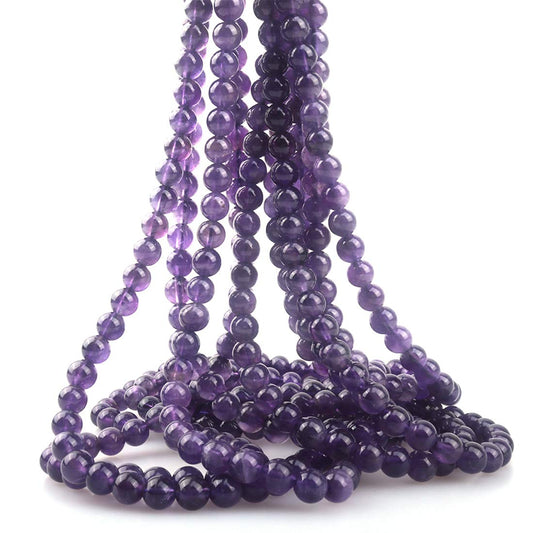 ICAI Beads 8mm Natural Amethyst Stone Round Loose Stone Beads for Jewelry Making DIY Crafts Design 1 Strand 15" APPR.43-45pcs