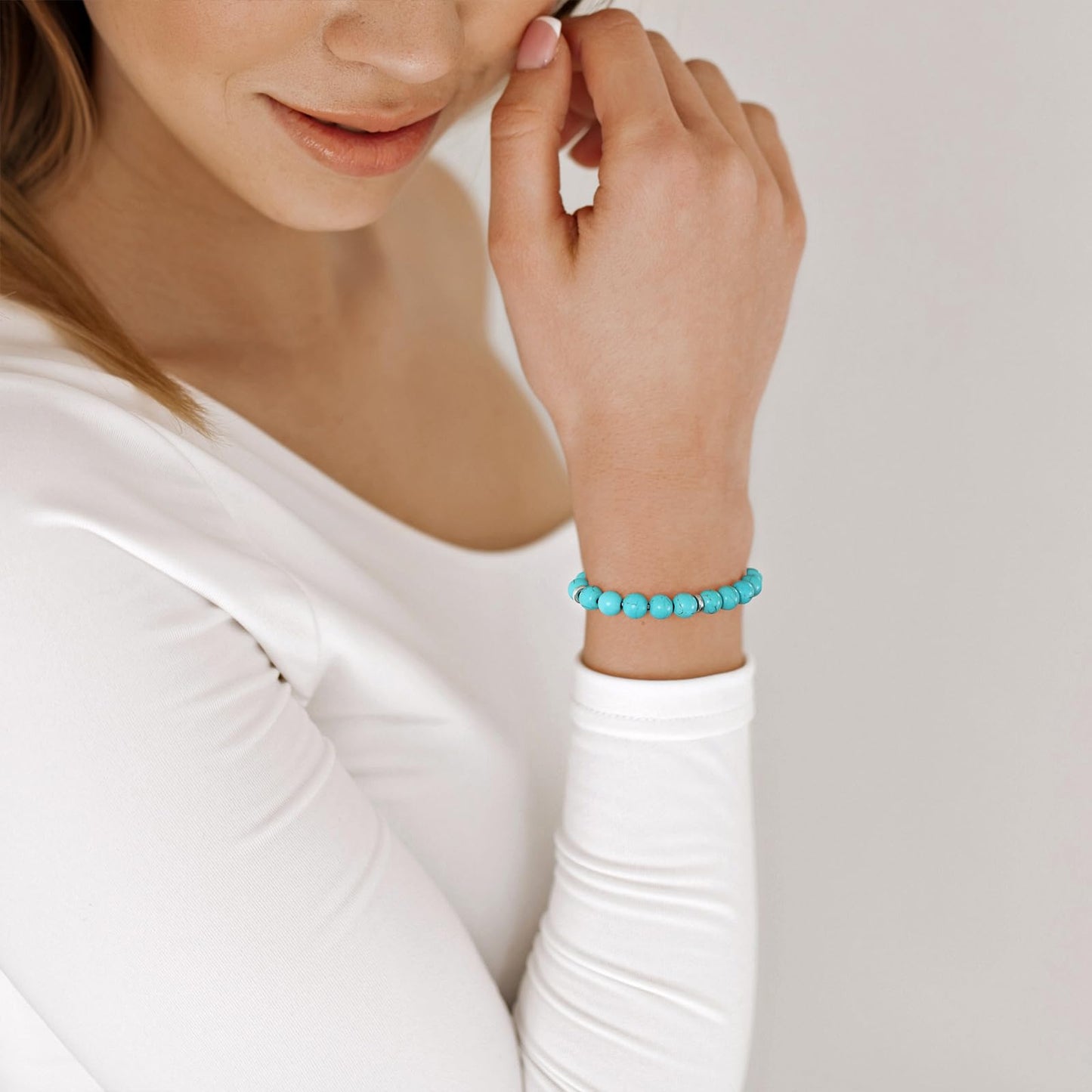 GolbalJew Healing Bracelet For Women Anxiety Beaded Bracelets Jewelry Healing Stone Blue Turquoise Bracelet Stress Relief Yoga Beads Chakra Bracelets Gifts For Women