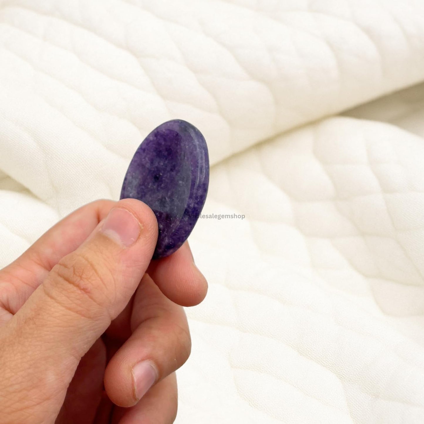 GEMSCITE Lepidolite Thumb Worry Stones Metaphysical Gemstone Crystal Healing Reiki Men Women Gift FENG Shui Positive Energy Love Wellness Palm Stones Wicca Powerful