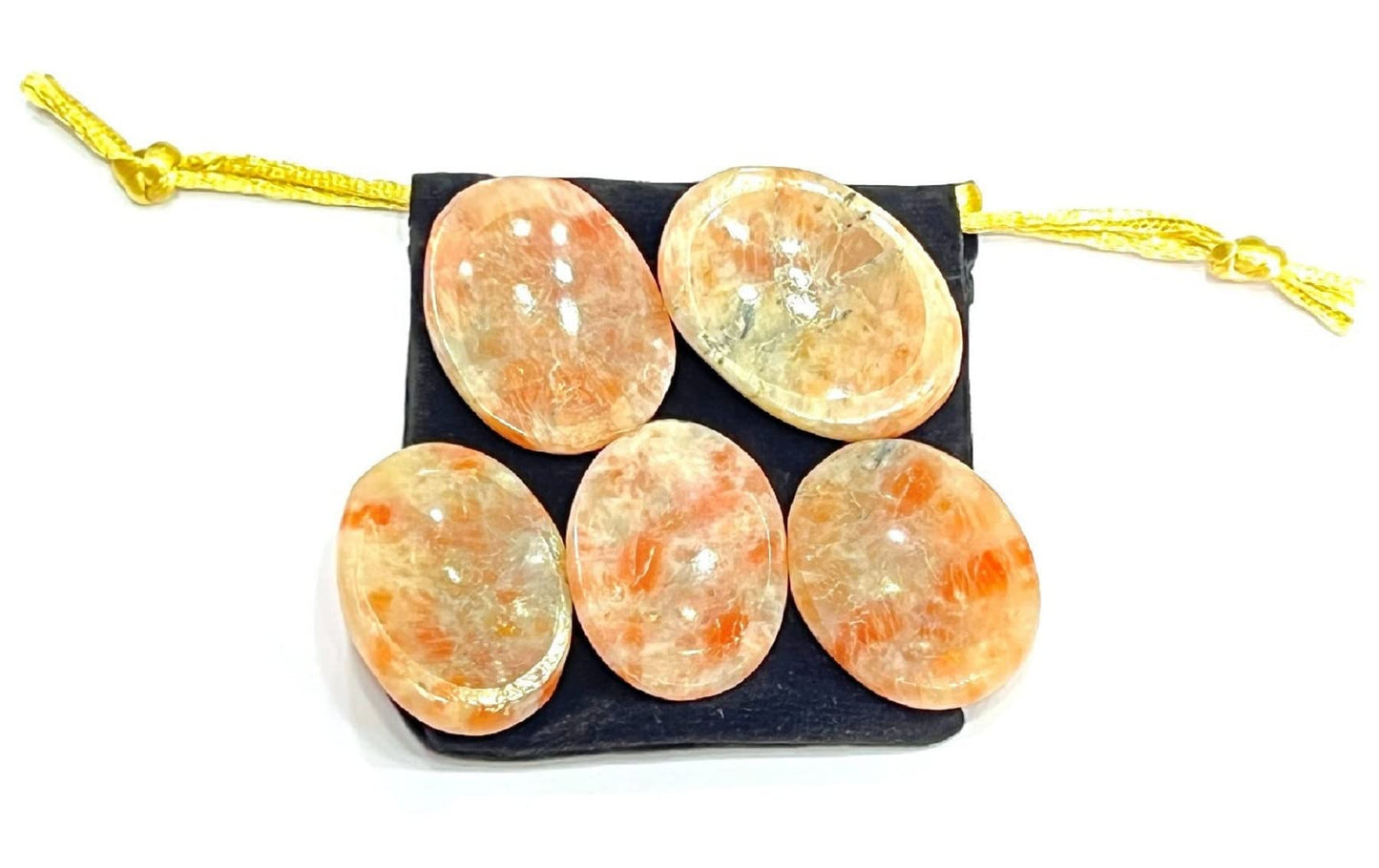 Wholesalegemshop Sunstone Thumb Worry Stones Metaphysical Gemstone Crystal Healing Reiki Men Women Gift FENG Shui Positive Energy Love Wellness Palm Stones Wicca Powerful