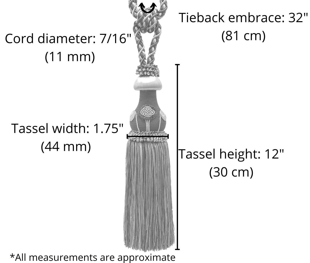 Exquisite Hand Crafted Curtain & Drapery Tassel Tieback, Tassel Length 12" (30.5cm), 32" Spread (81cm) (Style# TBBL1) #8633 (Beige Gold, Dark Gold, Tan Beige) Individually Sold