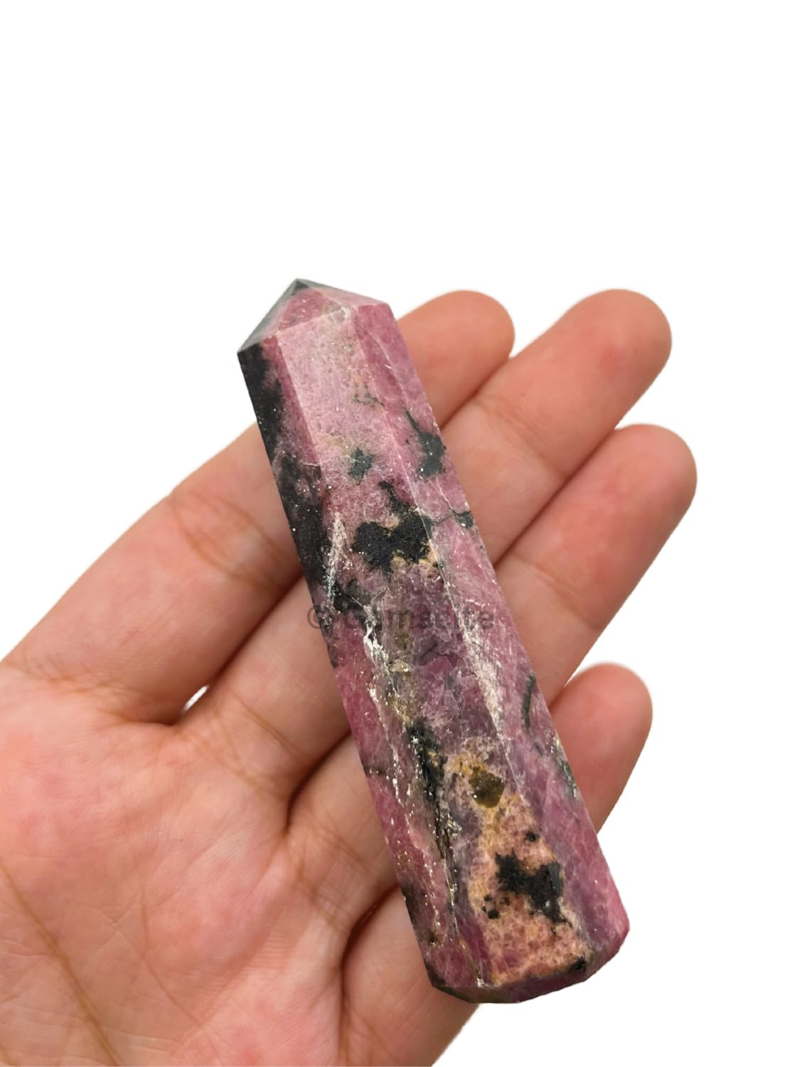 WholesaleGemShop 3 Inch (70 mm) Gemstones RHODONITE Obelisk Tower Jumbo Facet Aura Rock Crystal Natural Polished Earth Wand Spirit