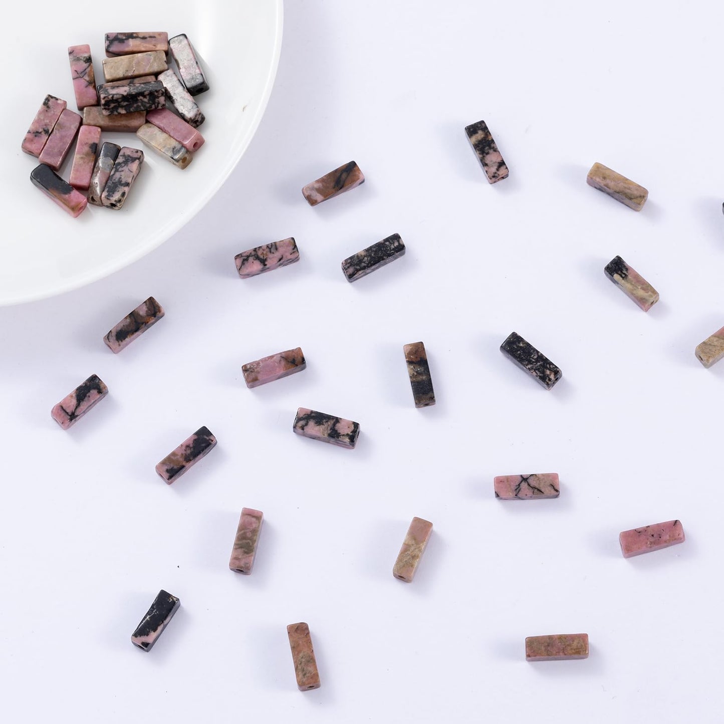 Natural Rhodochrosite Rectangle Tube Beads 4x13mm 38cm/str Loose Semi Gemstone Stone Beads for Making Bracelets Necklace Earrings