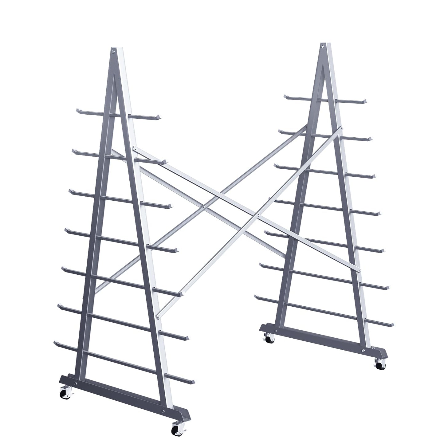 Xikopus Floor Standing Lumber Horizontal Storage Rack with 7 Tiers, Heavy-Duty Metal Adjustable Arms Pallet Racking, Free Standing Bar Storage Cantilever Rack for Basement, Up to 2500 LBS