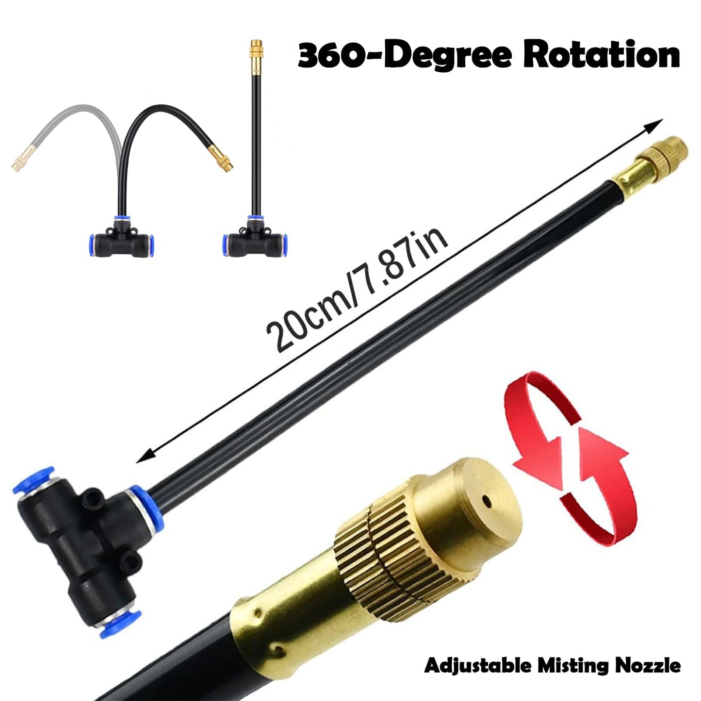 DOLANSTO 50ft Drip Irrigation System with 18pcs 360° Adjustable Misting Sprinkler Kit, Garden Watering System for Raised Bed, Greenhouse, Patio, Yard - DIY Plant Mist Sprayer Kit